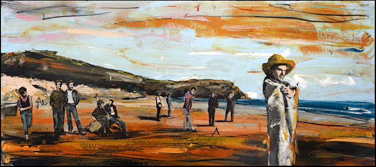 Christian Nicolson nz pop art, everlasting sunset, acrylic on board